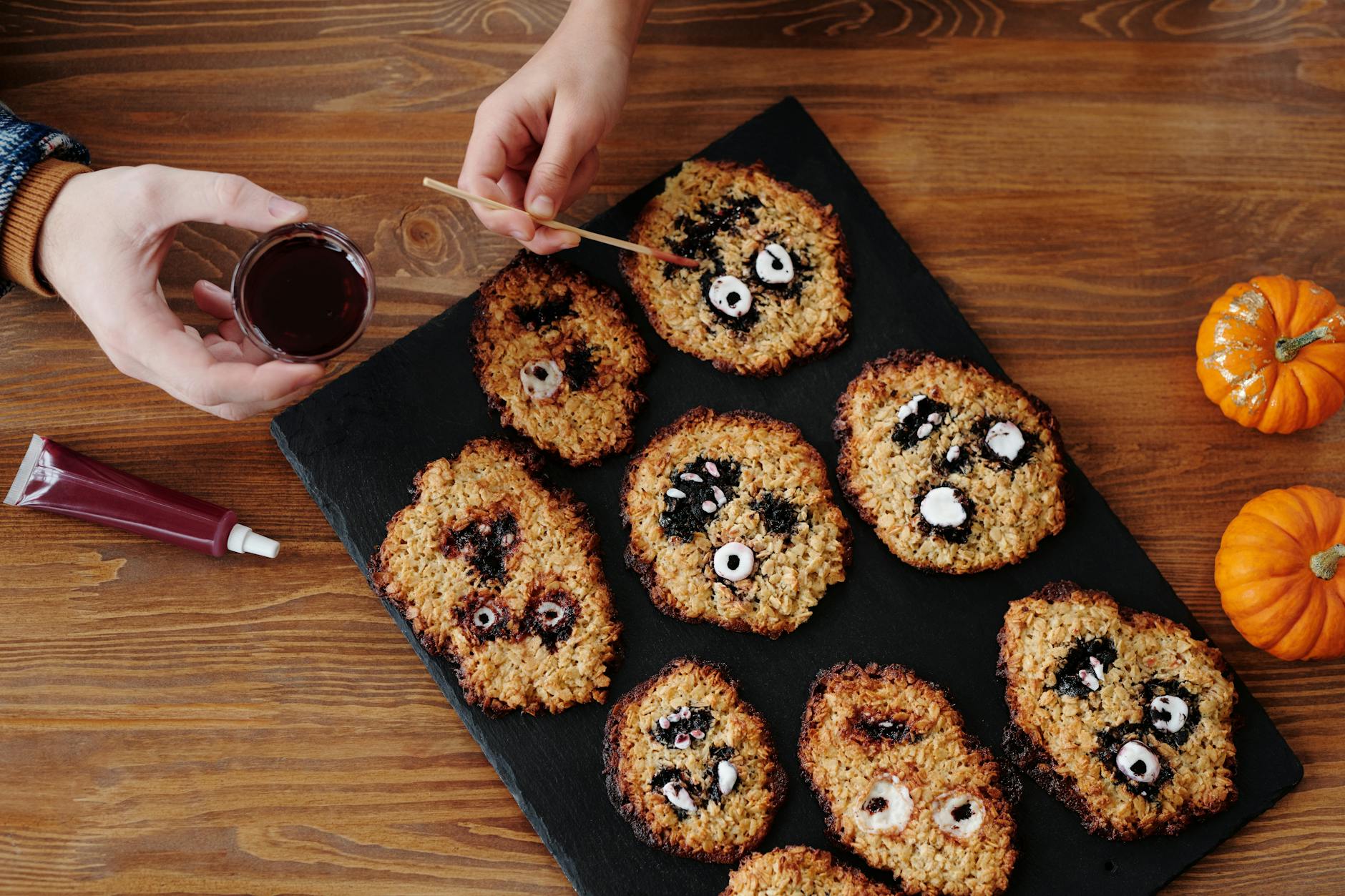 brown cookies on wooden table