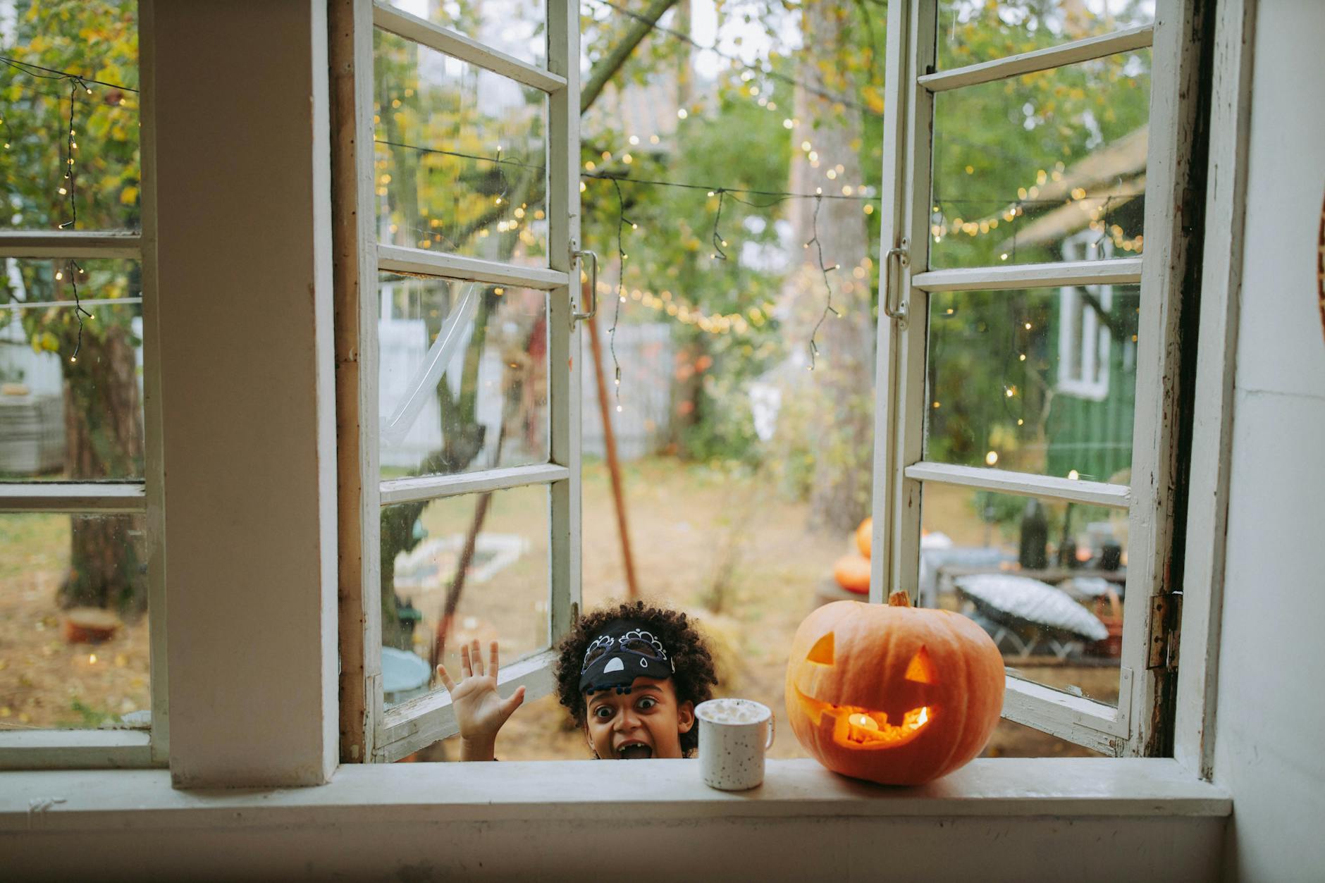 orange pumpkin beside the glass window