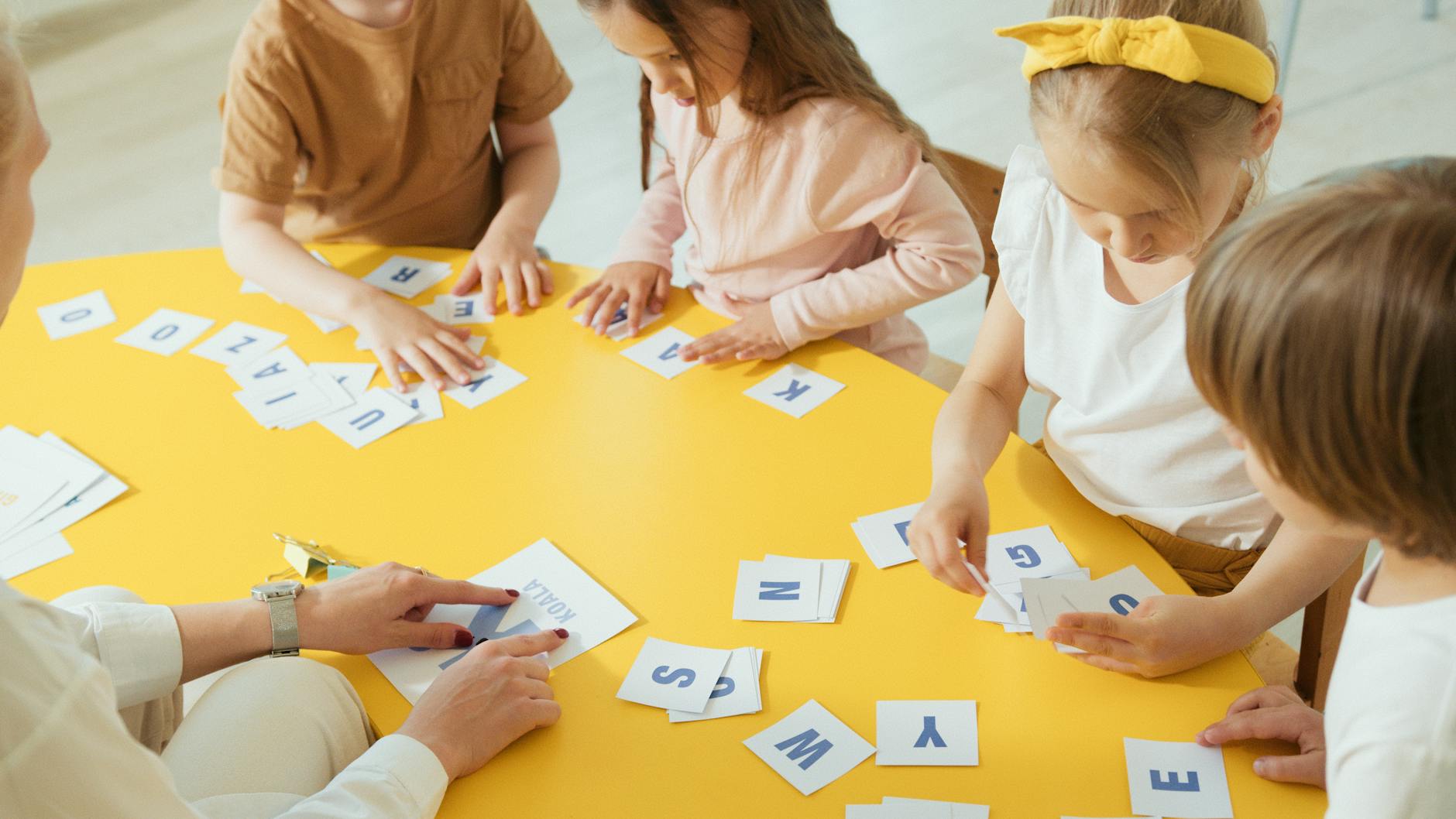 elementary students learning the alphabet