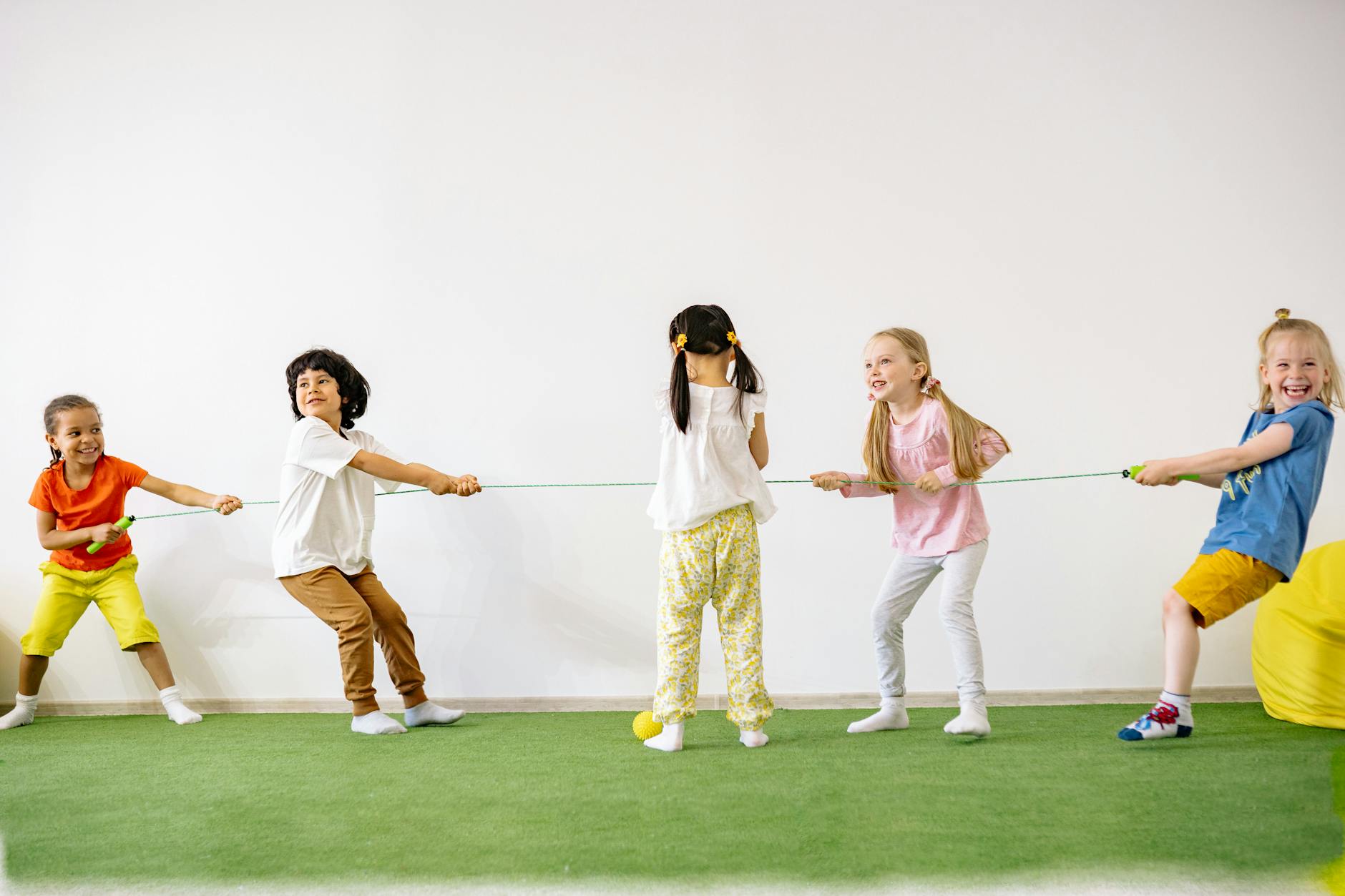 children playing tug of war